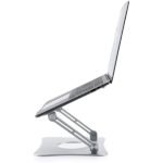 laptop stand adjustable computer stand aluminum riser holder compatible with macbook air pro, hp, dell, more 10 15.6” laptops collapsible and non slip metal