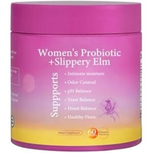 her juicy feminine probiotics gummies for women | pineapple flavor | supports ph balance, gut health & immune system | with slippery elm, prebiotics & lactobacillus blend | 60 gummies (1pcs)