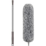 nilehome microfiber duster with extension pole, (30 100 inch) dusters for cleaning with washable and bendable head ceiling fan duster for high ceilings, furniture,cobweb gray