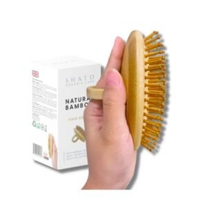 shato bamboo and natural wood paddle brush for hair hair growth massager detangles and improves hair texture, stimulates scalp
