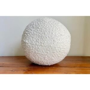 boucle ball pillow, boucle sphere cushion, orb pillow, teddy ball pillow, luxury bouclé, designer pillow, modern decor (ivory)