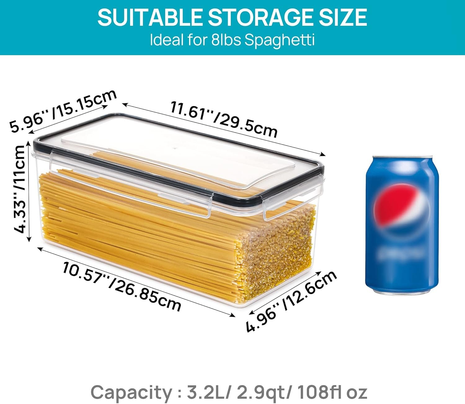 vtopmart airtight food storage containers with lids 2pcs set 3.2l, plastic spaghetti container for pasta organizer, bpa free air tight house kitchen pantry organization and storage vtopmart airtight food storage containers with lids 2pcs set 3.2l, plastic spaghetti container for pasta organizer, bpa free air tight house kitchen pantry organization and storage