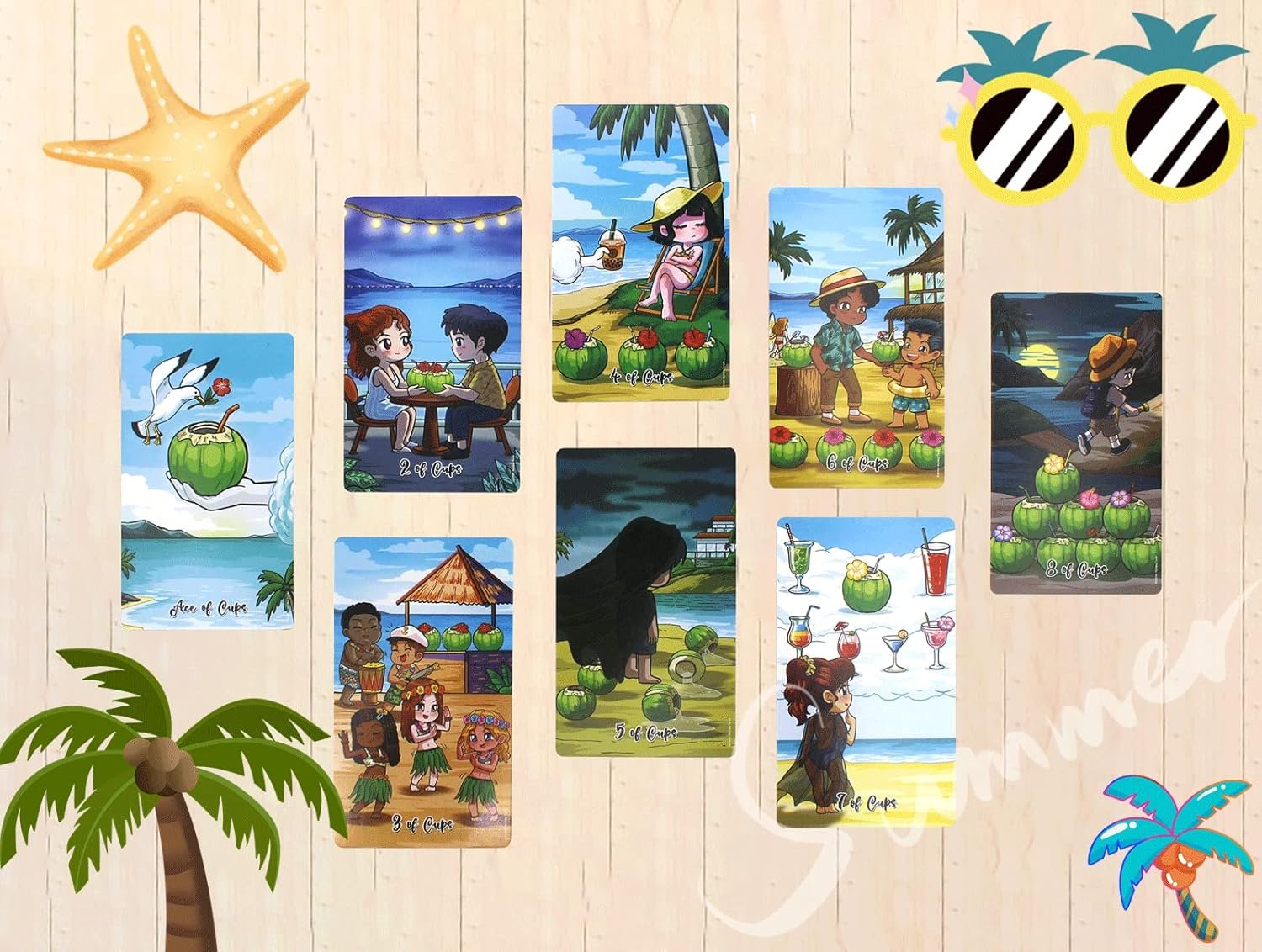 summer holiday tarot | 4 season tarot | 79 tarot cards, standard size 4.75" x 2.75" summer holiday tarot | 4 season tarot | 79 tarot cards, standard size 4.75" x 2.75"